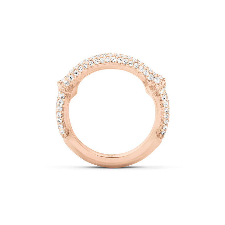Nature Half Pavé 18K Rosegold Ring w. Diamonds
