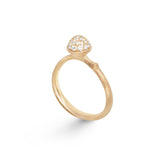 Small Lotus Pavé 18K Gold Ring w. Diamonds