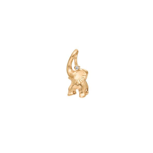 Lille Elephant Charm 18K Guld vedhæng m. Diamant