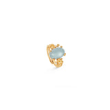 BoHo Small 18K Gold Ring w. Diamonds & Aquamarine