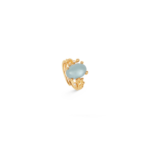 BoHo Lille 18K Guld Ring m. Diamanter & Akvamarin