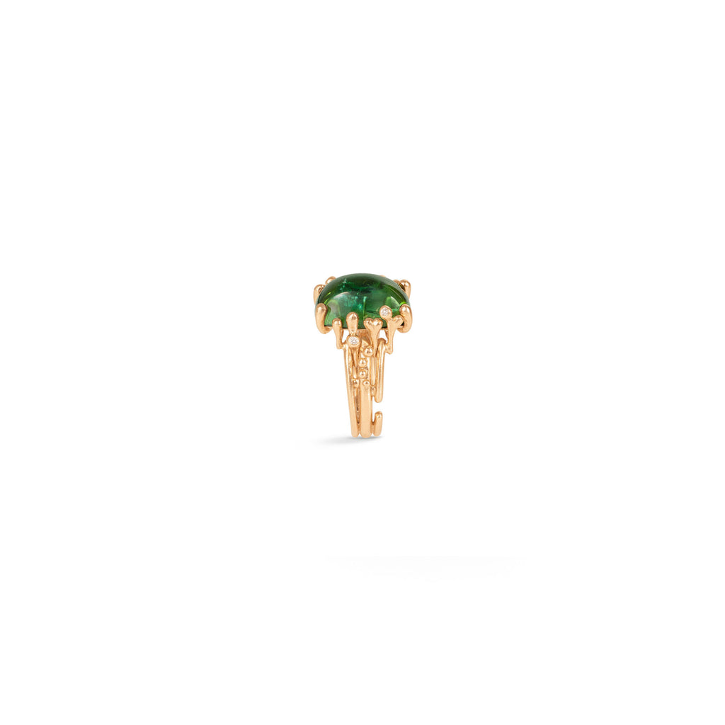 BoHo Medium 18K Gold Ring w. Diamonds & Tourmaline