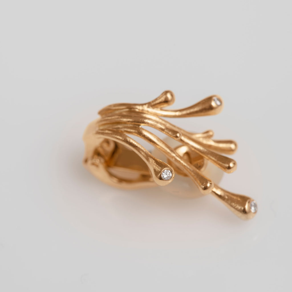 BoHo Small 18K Gold Clip-on Earring w. Diamonds