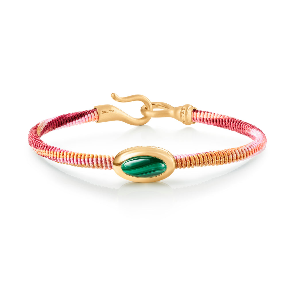 Life 4,5mm Berry 18K Gold Bracelet w. Malachite