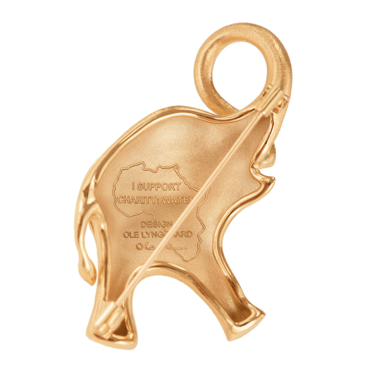 Elephant 18K Gold Brooch w. Diamond