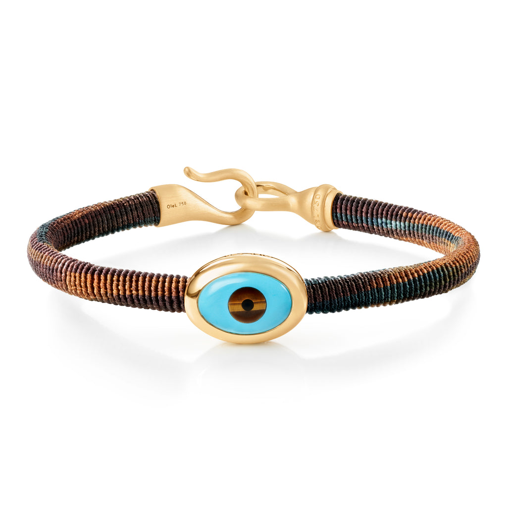 Life 6mm Maroon 18K Gold Bracelet w. Evil Eye