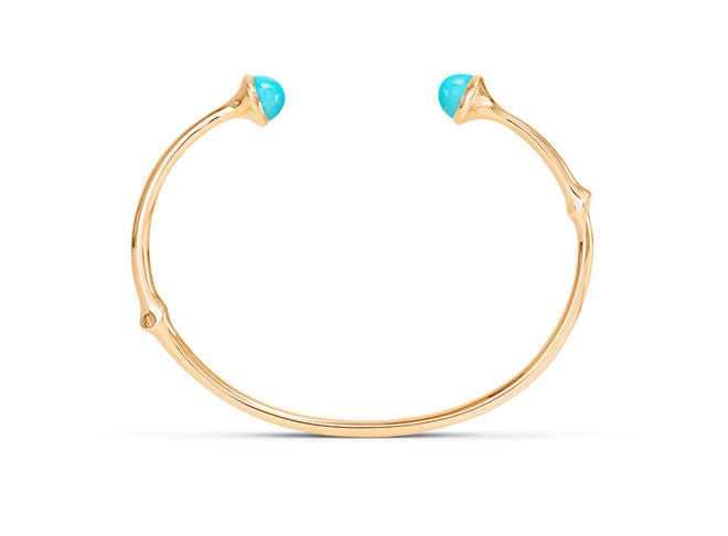 Nature 18K Gold Bangle w. Turquoise