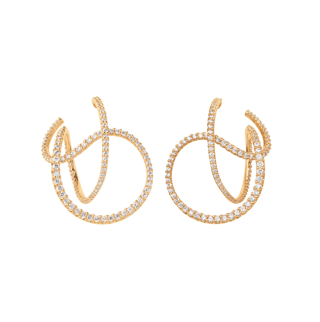 Twisted Love bands 18K Gold Earring w. Diamonds