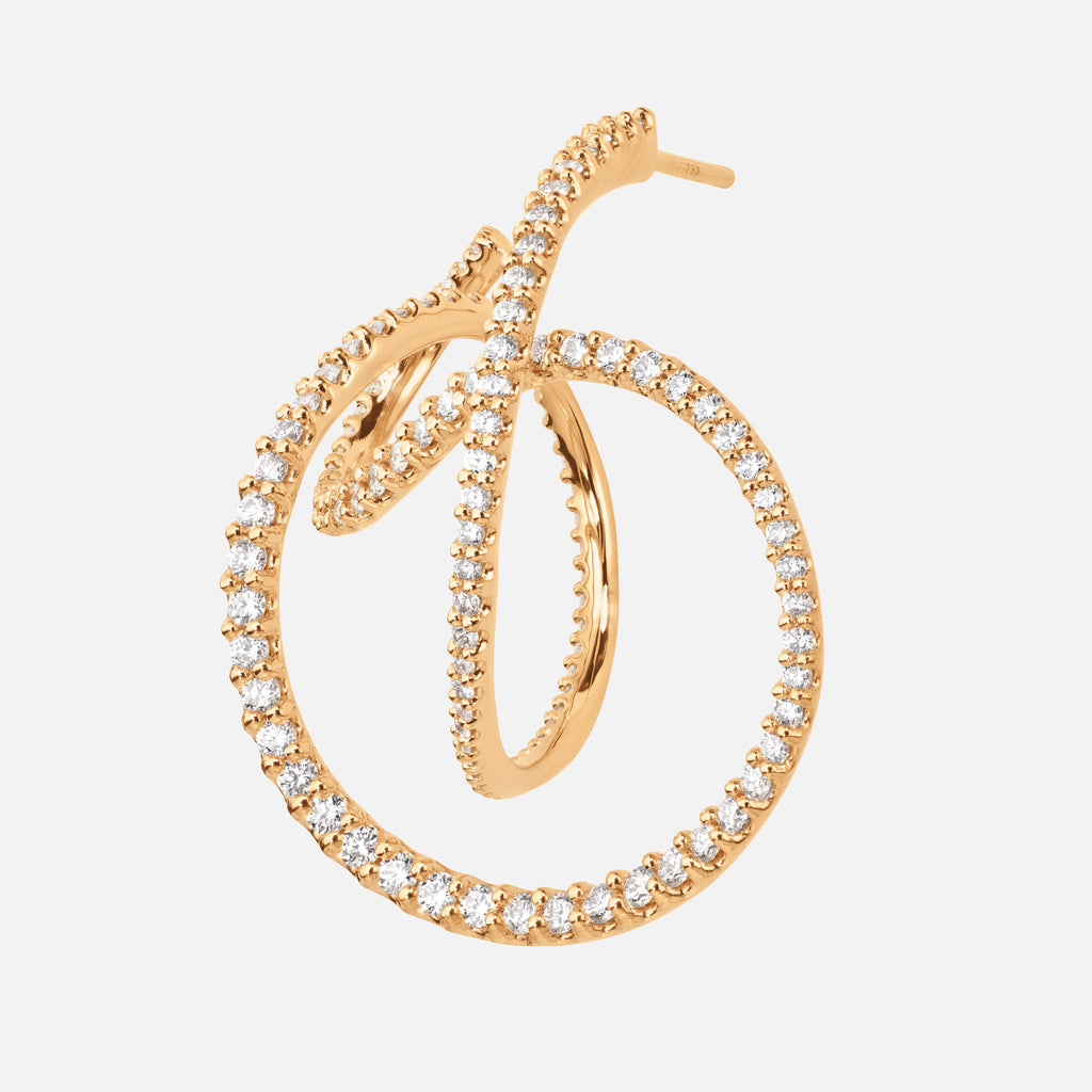 Twisted Love bands 18K Gold Earring w. Diamonds