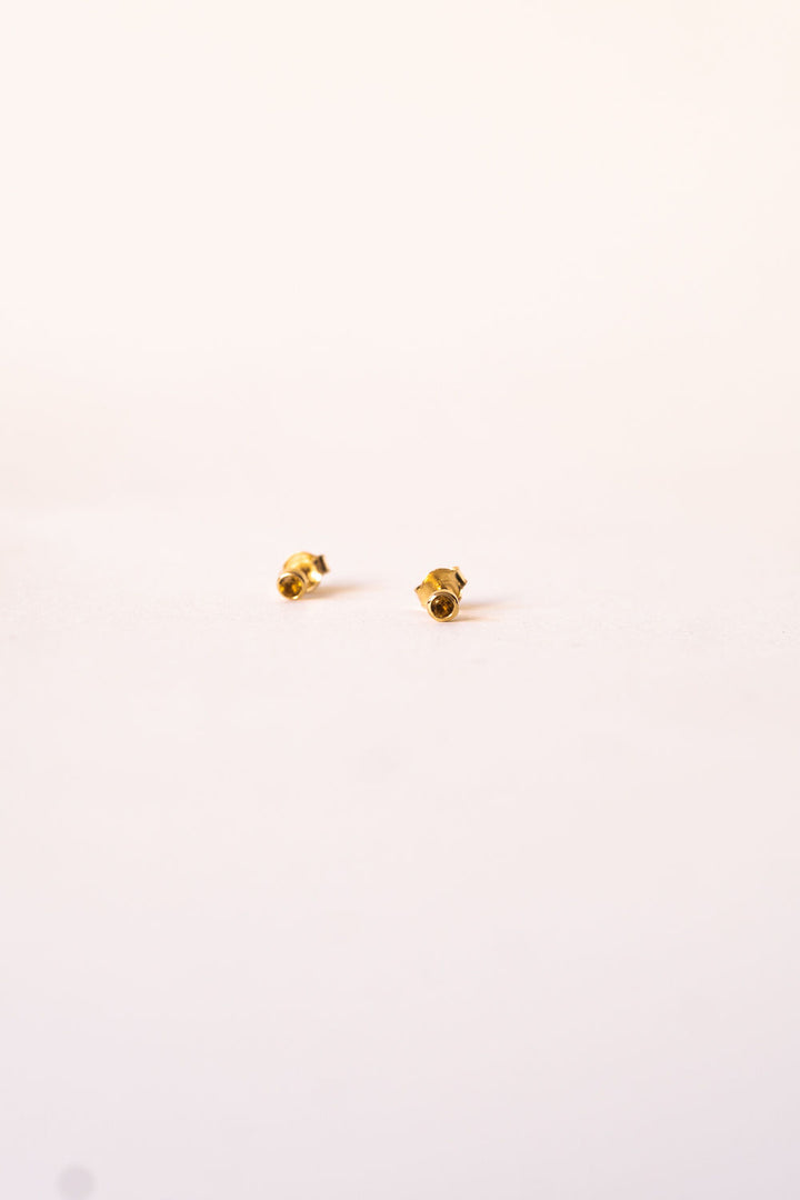 The Happy 18K Gold Studs w. Citrin