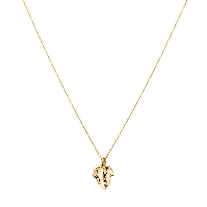 The Leaf 14K Gold Pendant w. Diamonds