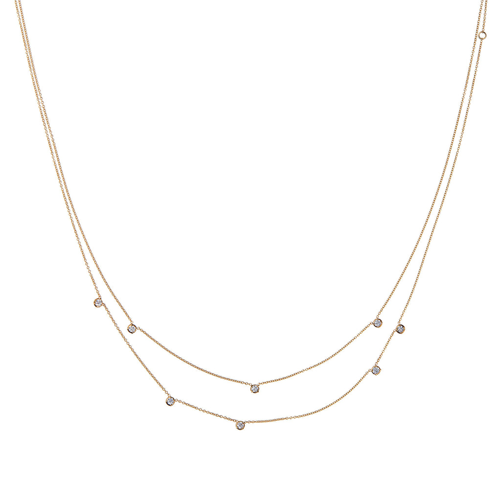 Stellar Five Star Assymetric 18K Gold Necklace w. Diamonds