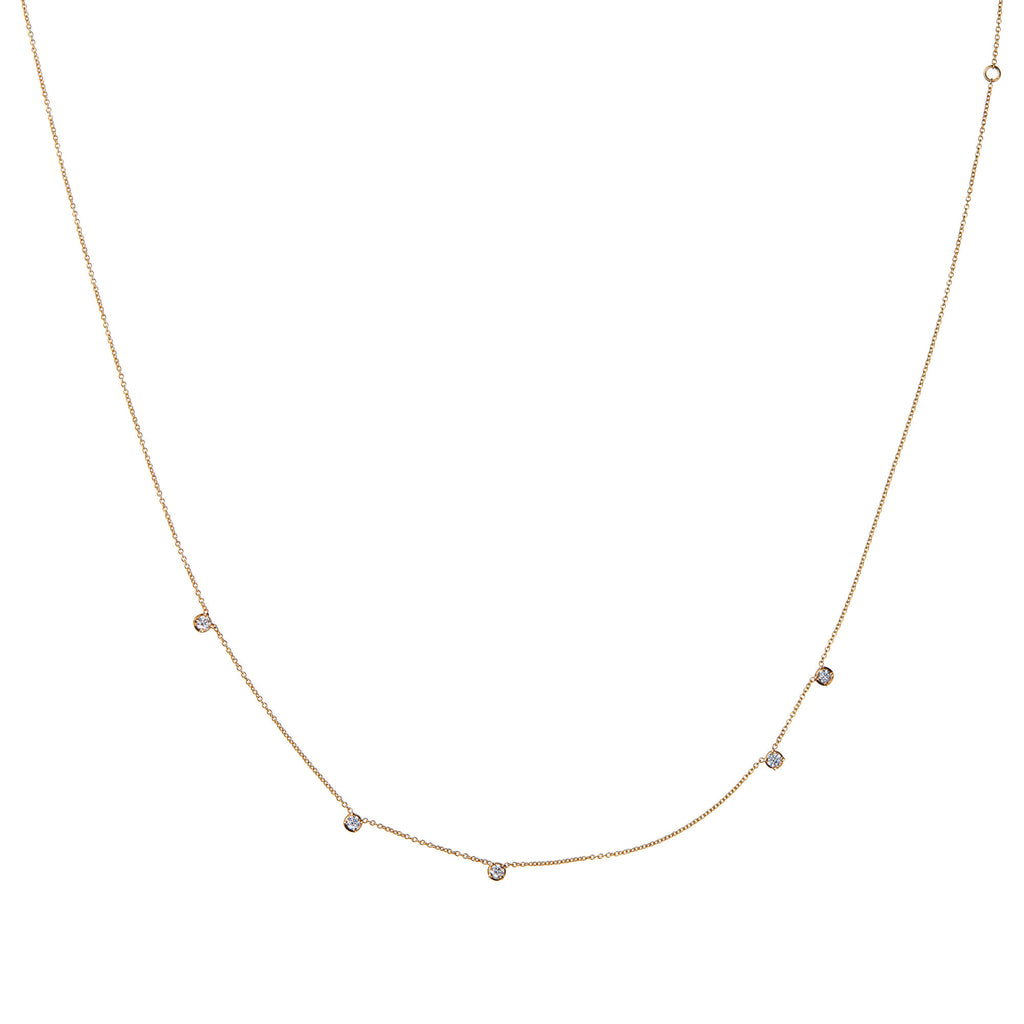 Stellar Five Star Assymetric 18K Gold Necklace w. Diamonds