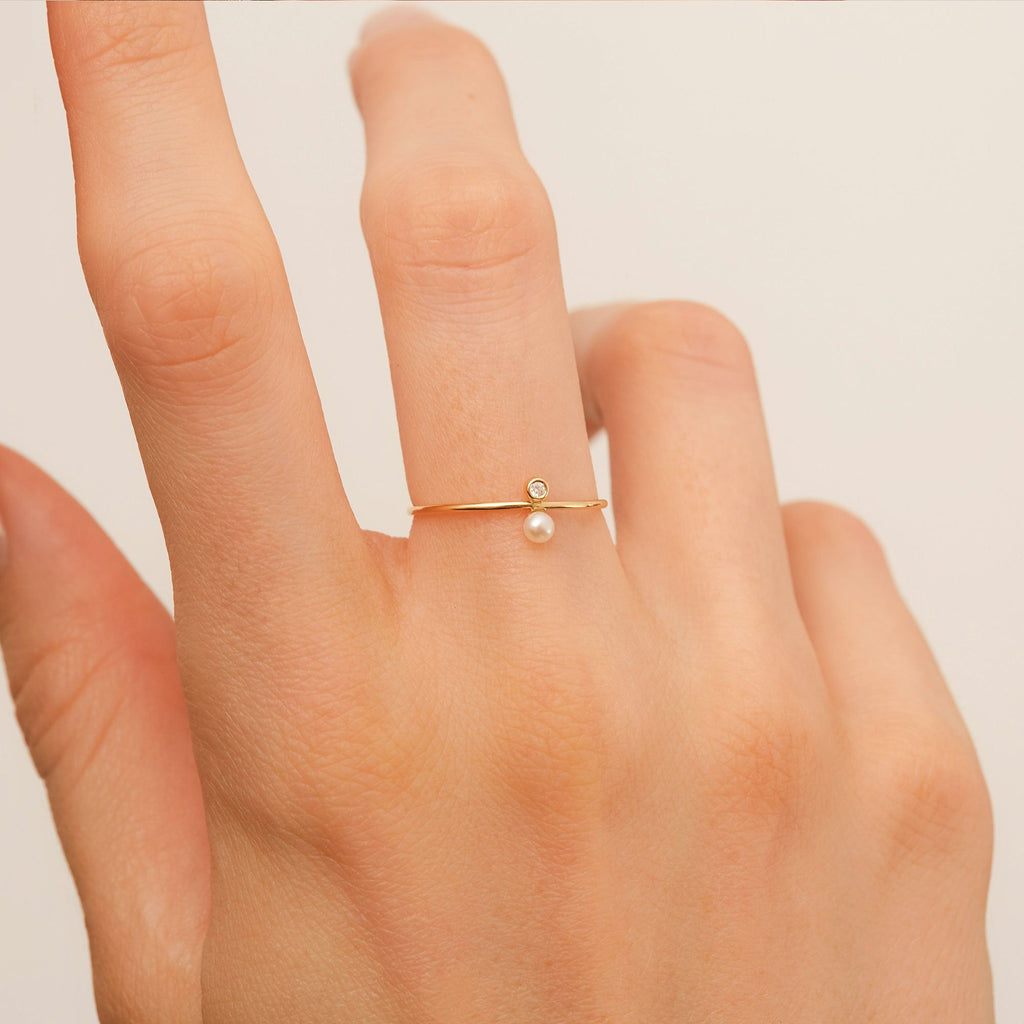 Astra Moonlight 18K Guld Ring m. Perle