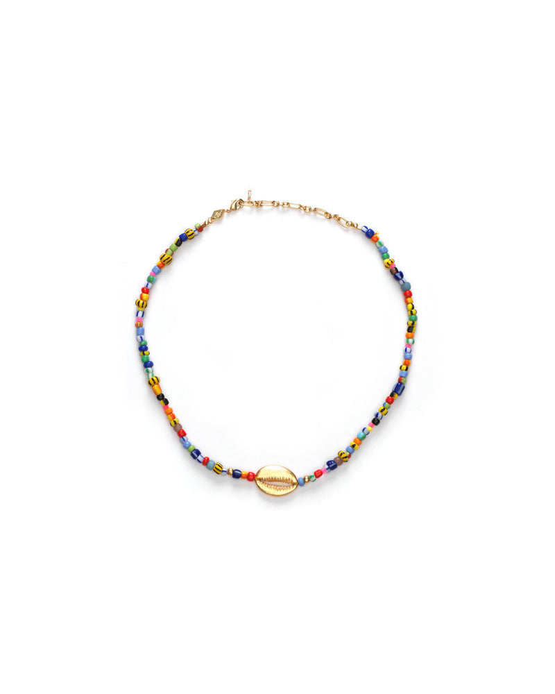 Alaia Gold Plated Necklace w. Mixed coloured Beads