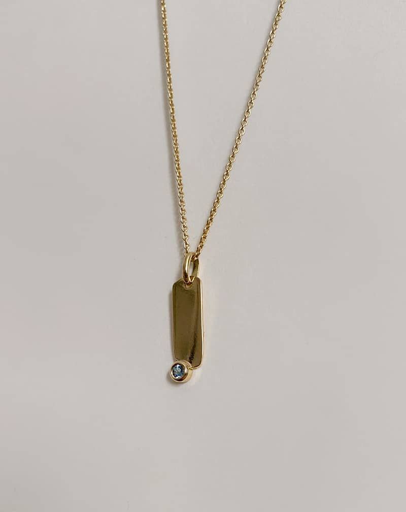 Coralie Grzes | Alice Amulet of March 18K Gold Necklace w. Aquamarine