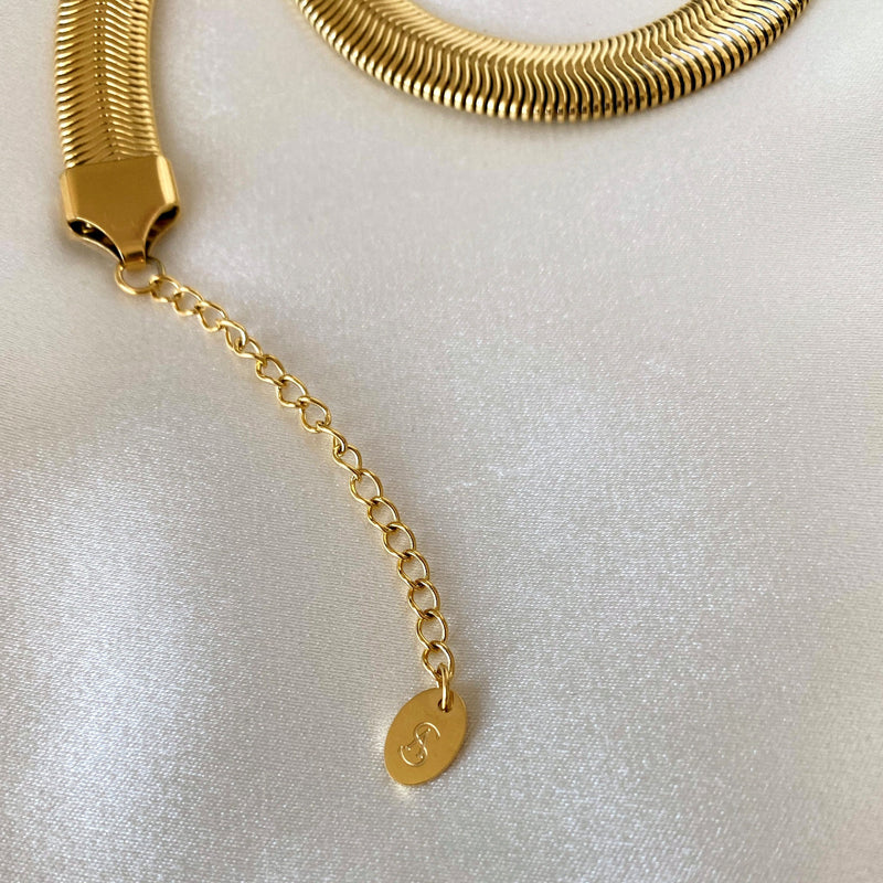 Flat Snake 18K Gold Plated Necklace