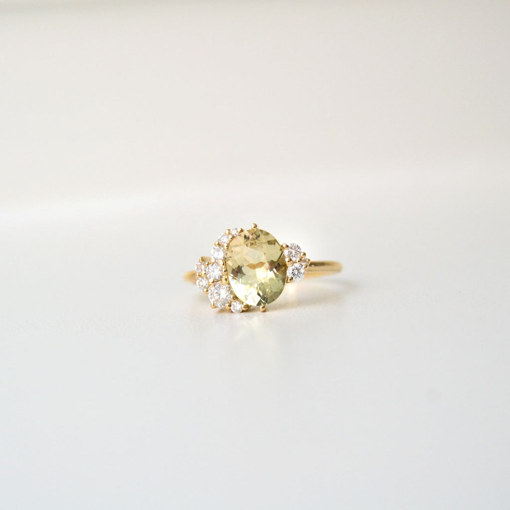 Dehi 18K Gold Ring w. Tourmaline & Diamonds