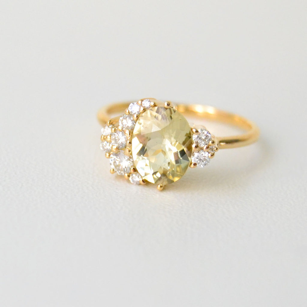 Dehi 18K Gold Ring w. Tourmaline & Diamonds