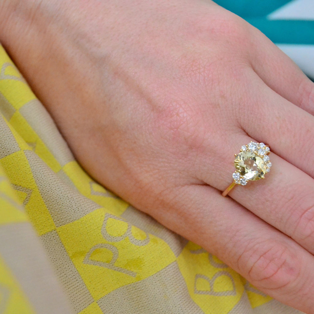 Dehi 18K Gold Ring w. Tourmaline & Diamonds