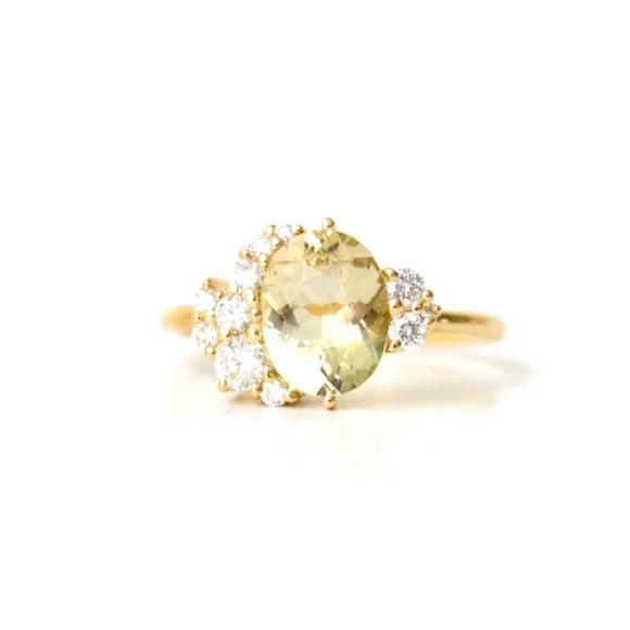 Dehi 18K Gold Ring w. Tourmaline & Diamonds