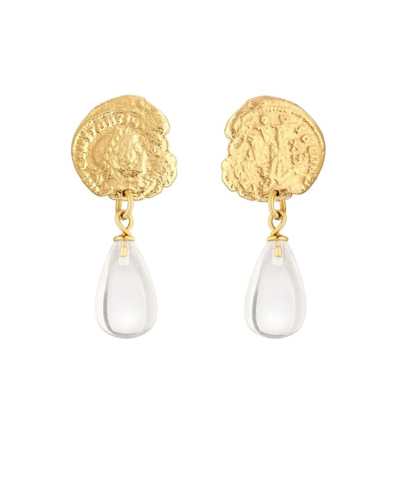 Constantine Crystal Gold Plated Earrings w. Quartz