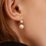 Astra Moonlight 18K Gold Earrings w. Pearl