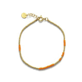 Asym Gold Plated Bracelet w. Orange Beads