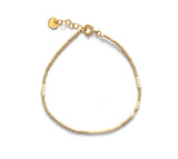 Asym Gold Plated Bracelet w. Ecru Beads