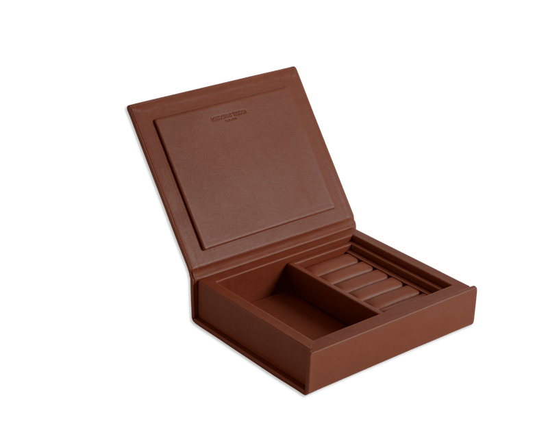 Cognac Traceable leather Jewelry Box, Small