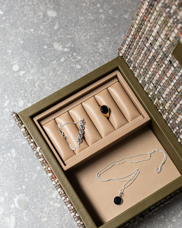 Grey Surplus leather Jewelry Box, Small