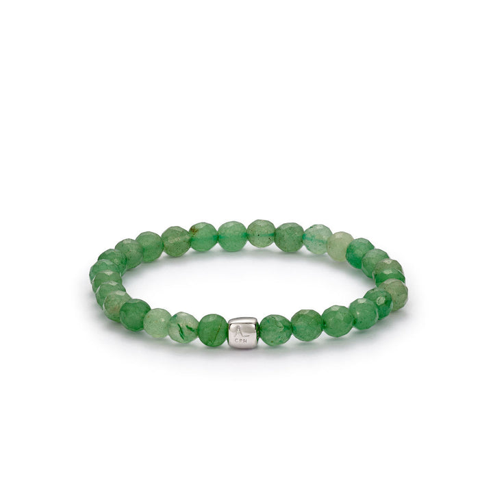 ColorUp Aventurine (6mm) sølv Armbånd m. Kvarts