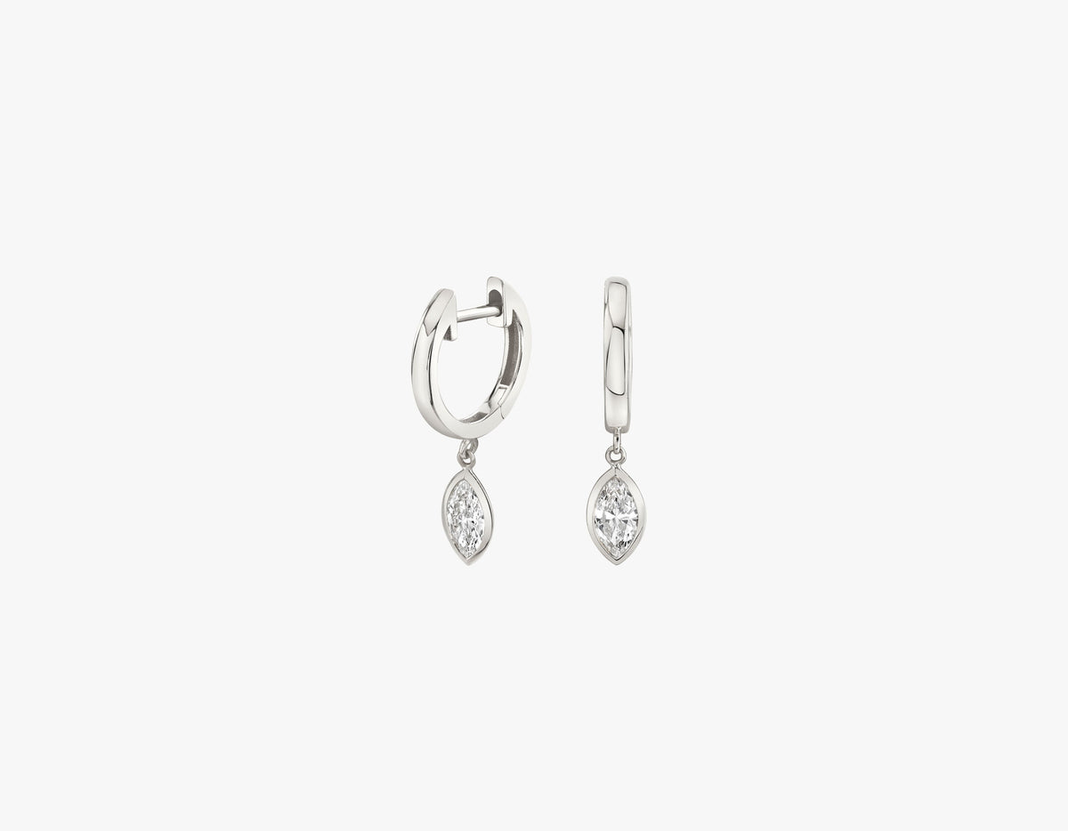 Marquise Bezel 14K Gold Huggie w. Lab-Grown Diamonds