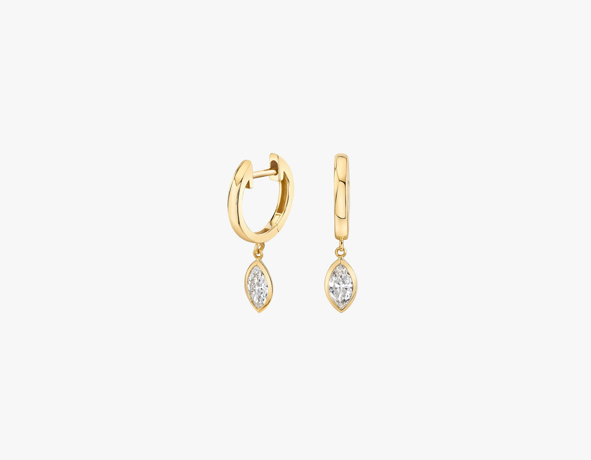 Marquise Bezel 14K Whitegold Huggie w. Lab-Grown Diamonds