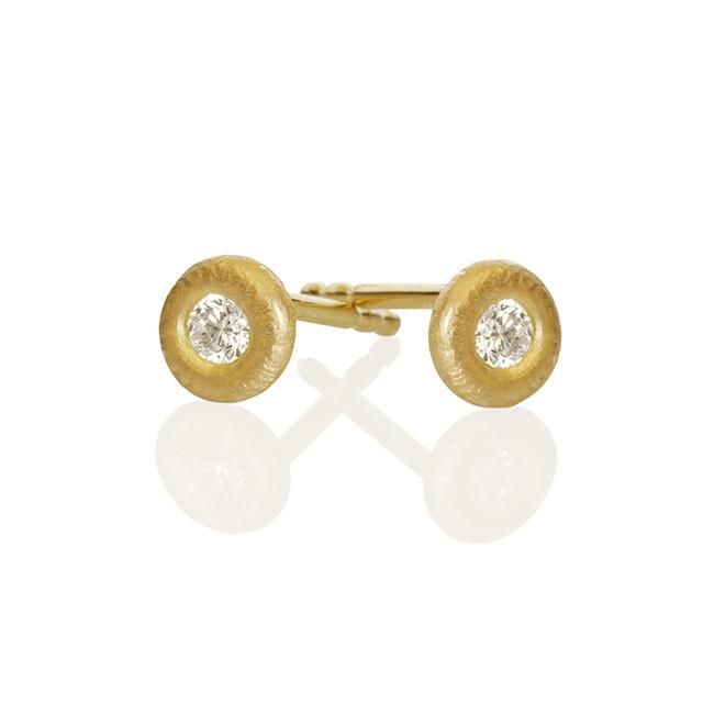 Mini Glory 18K Gold Studs w. Diamonds