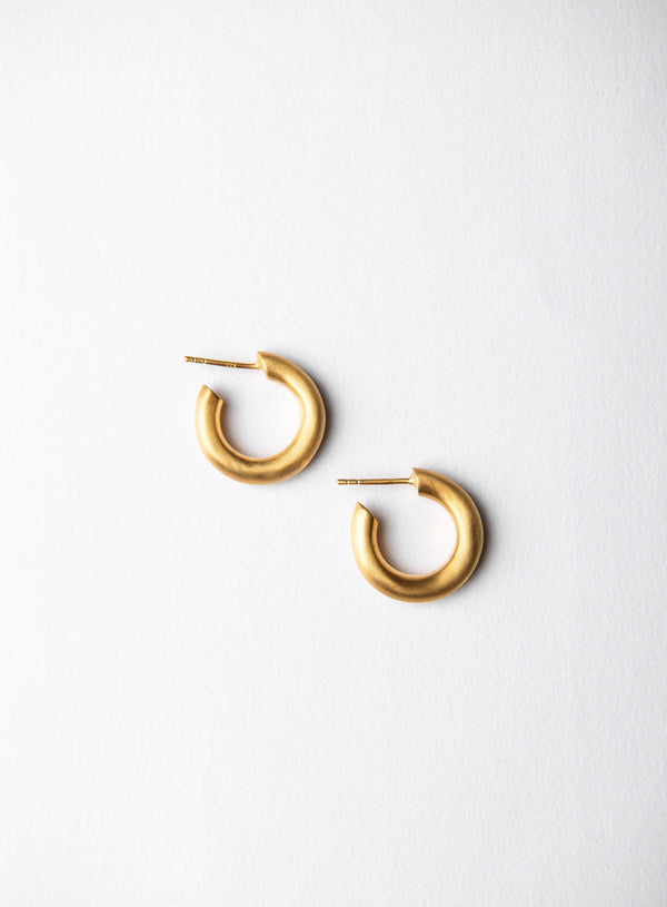 Small Matte 14K Gold Plated Hoops