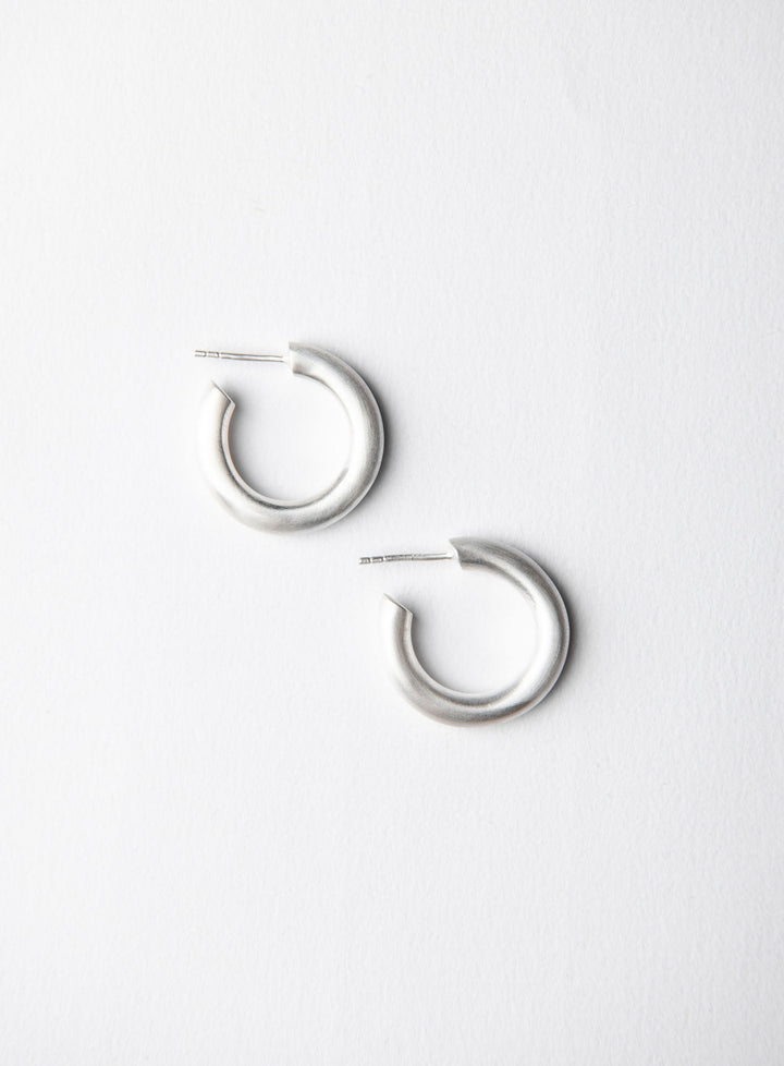 Medium Matte Silver Hoops