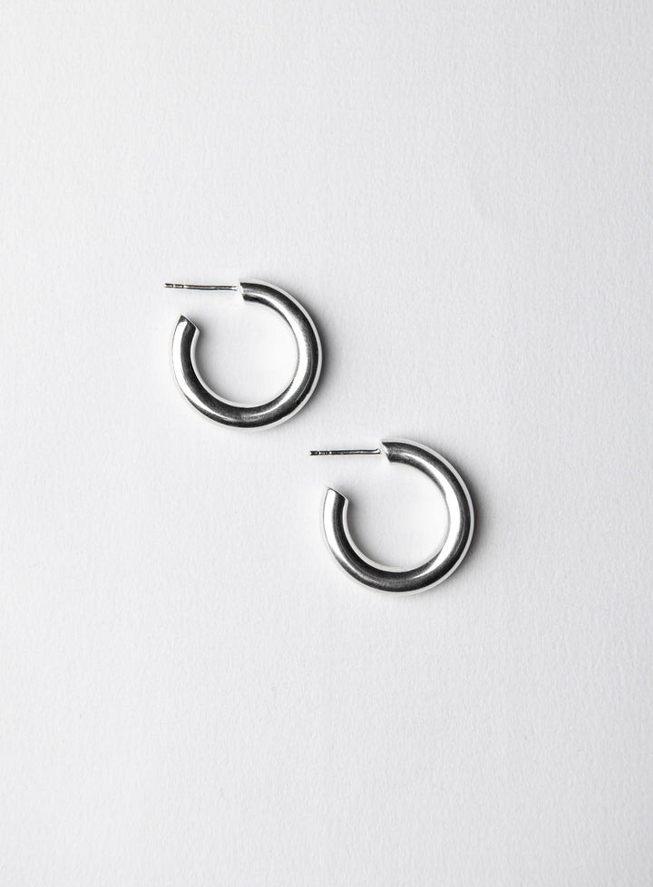 Medium Shiny Silver Hoops