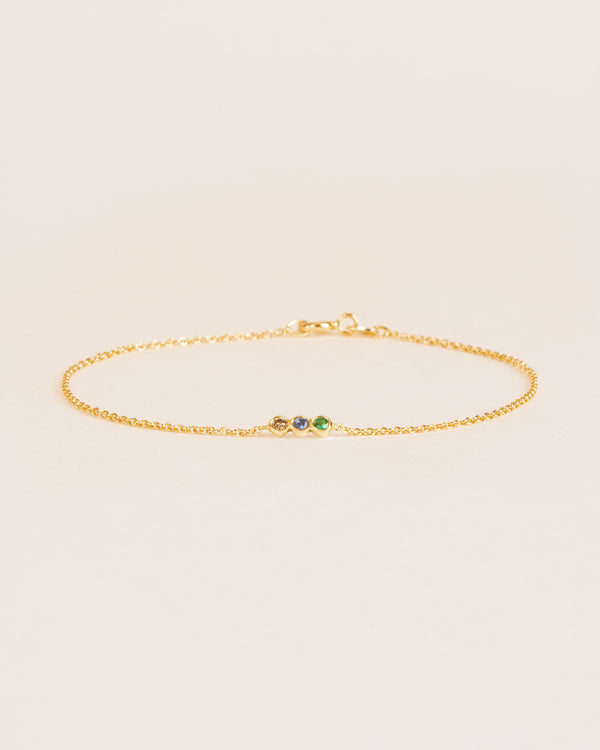 Armband 18K vergoldet I Diamant, Tsavorit & London Blue Topas