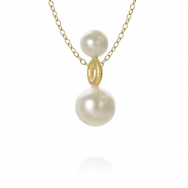 Large Balance 18K Gold Pendants w. Pearls