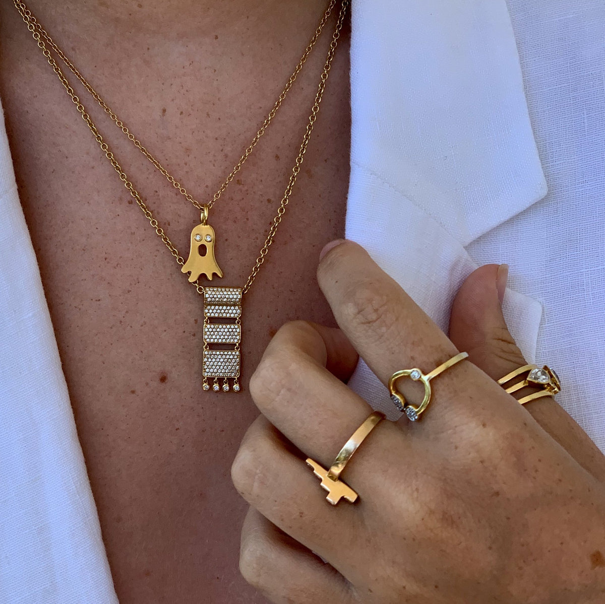 Boo 18K Gold Pendant w. Diamonds