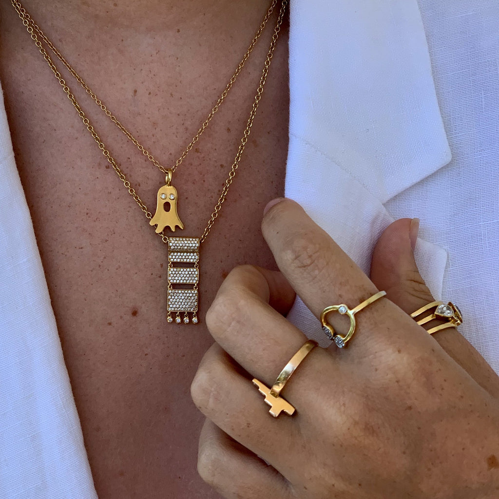 Boo 18K Gold Pendant w. Diamonds