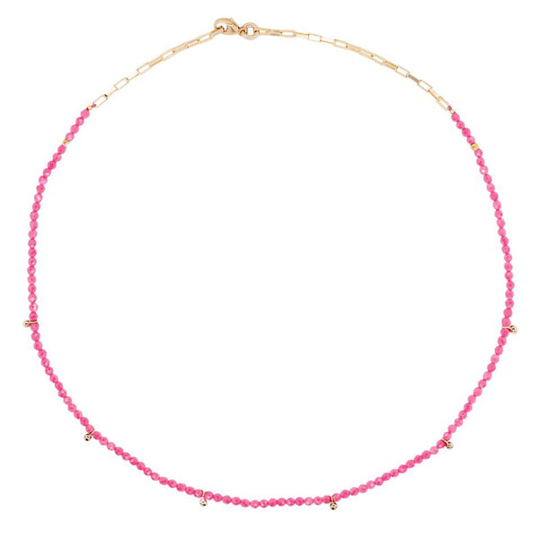 Fuchsia Gold Plated Necklace w. Jade