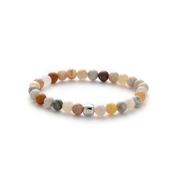 ColorUp Bamboo (6mm) Silver Bracelet w. Agate