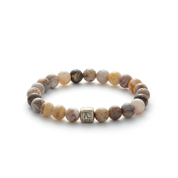 ColorUp Bamboo (8mm) Silver Bracelet w. Agate