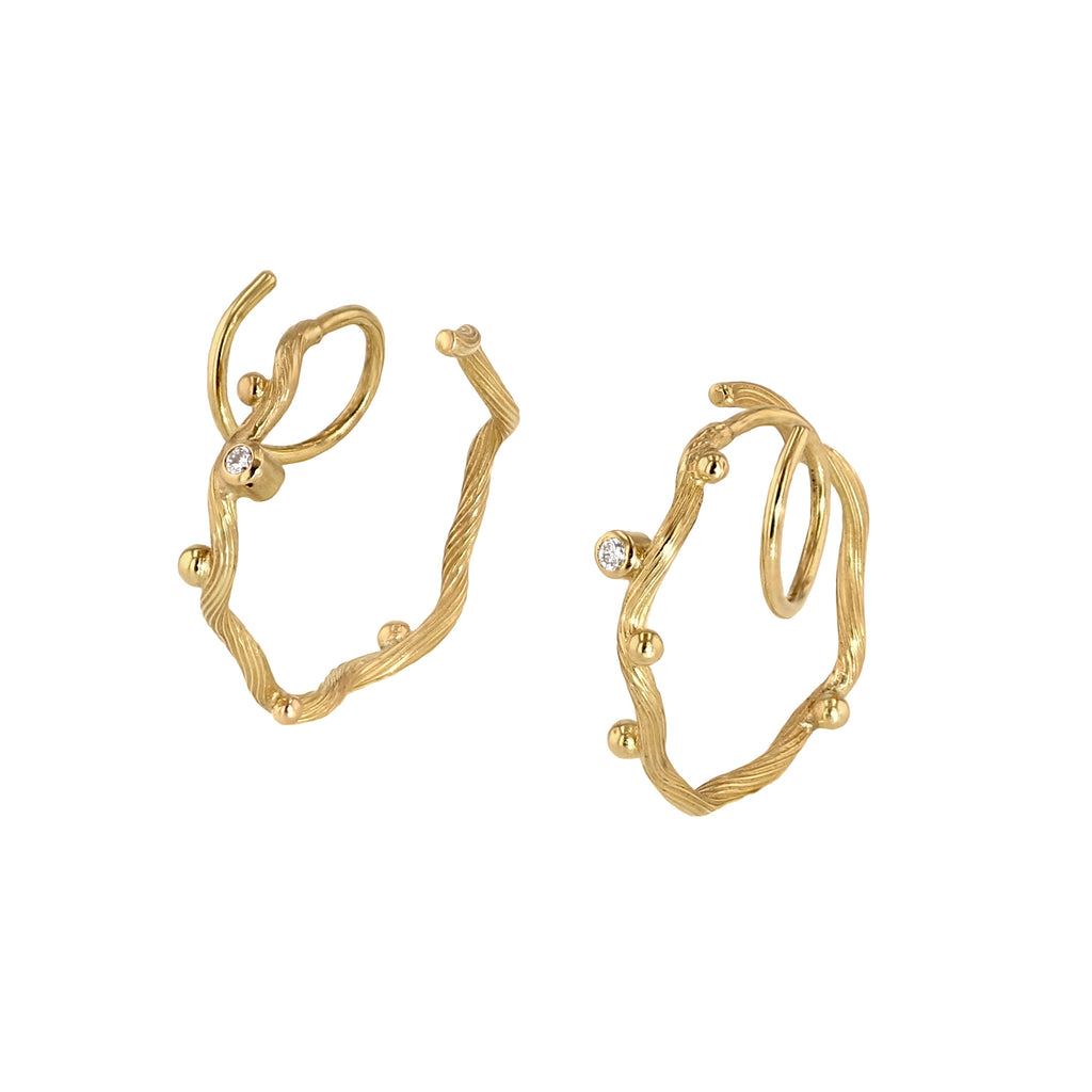 Tallulah 18K Gold Medium Hoops w. Diamonds