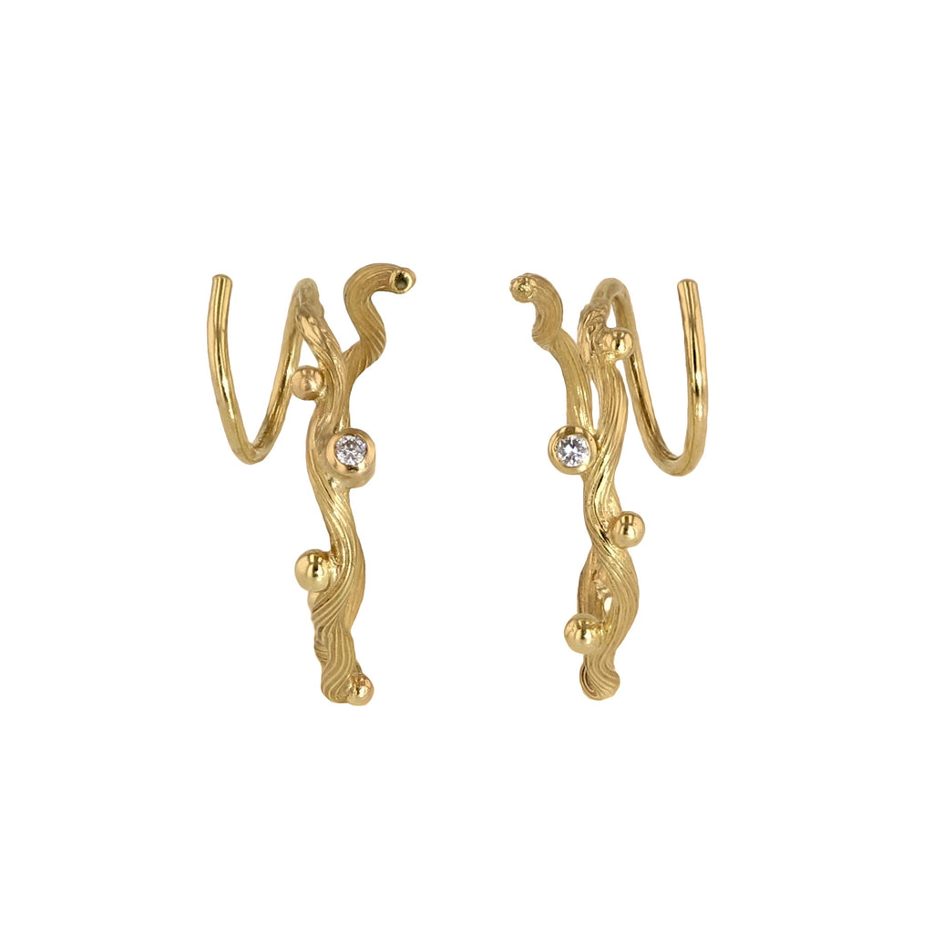 Tallulah 18K Gold Medium Hoops w. Diamonds
