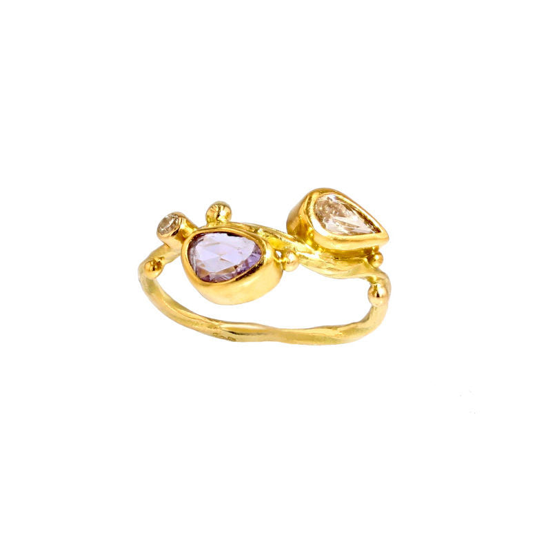 Seafire Ring aus 18K Gold & 22K I Diamanten & Saphir