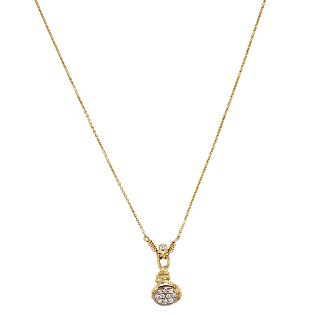 Pavé 18K & 22K Gold & Whitegold Necklace w. 11 Diamonds