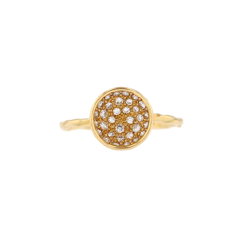 Pavé Diatom 18K Gold Ring w. Diamonds